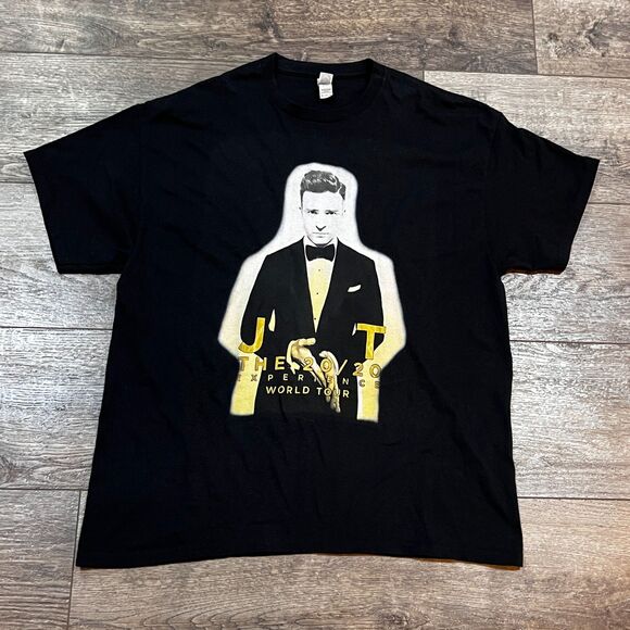 2013 Justin Timberlake 20/20 Experience World Tour Concert Black T-Shirt Size XL - Picture 1 of 4